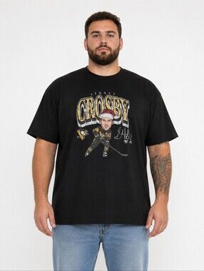 Pittsburgh Penguins Sidney Crosby NWT Size XL T-shirt Black #87 NHLPA Cartoon